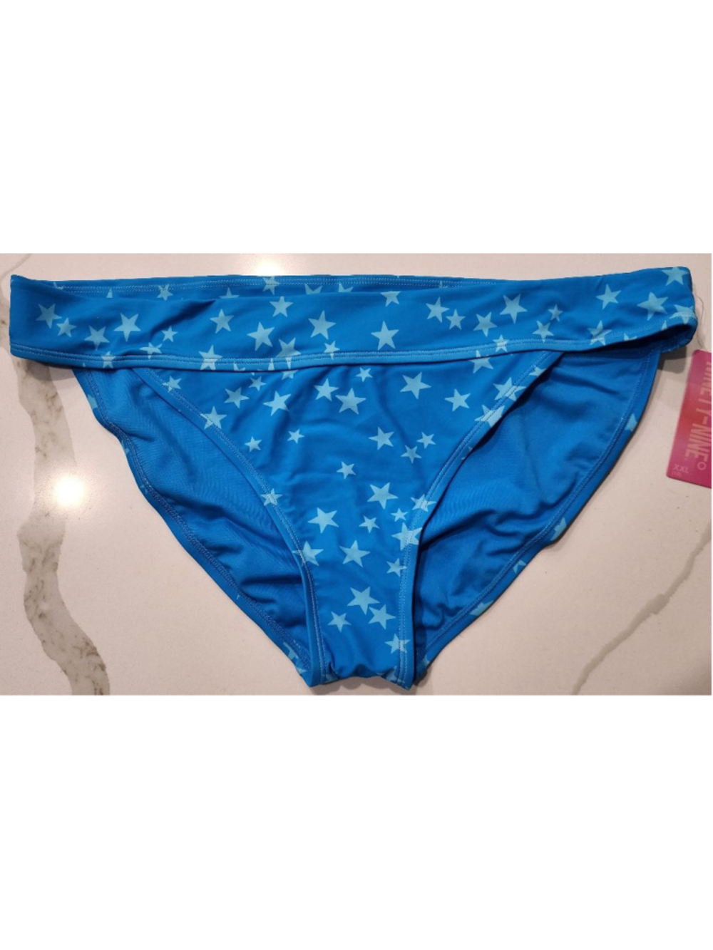 Ninety-Nine Blue Star Banded Hipster Swim Bottoms Juniors XXL Stars Bikini
